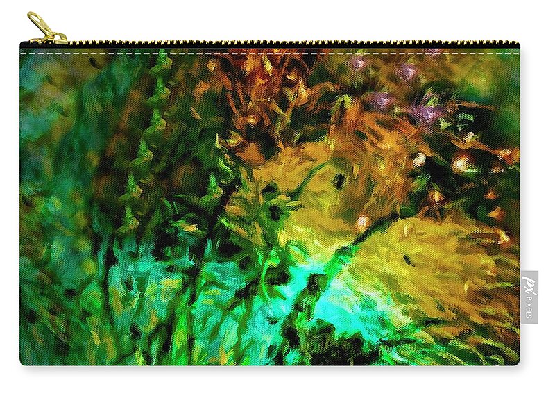Close Up Photo Fireworks Zip Pouch featuring the painting Fireworks 14 by Joan Reese