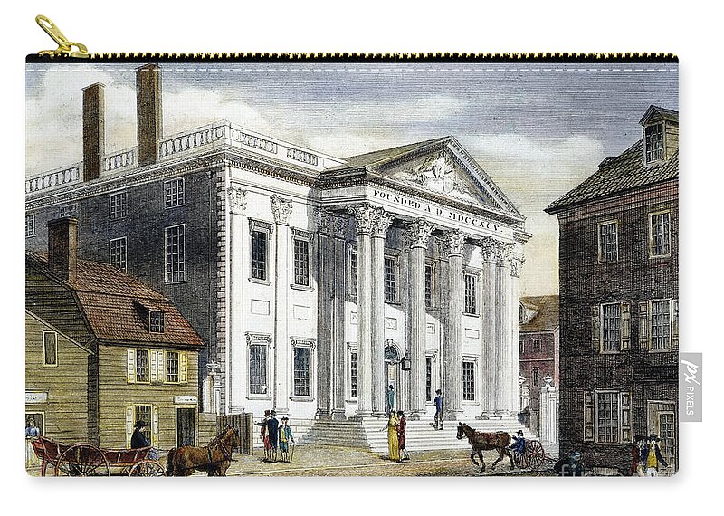 1799 Zip Pouch featuring the photograph First Bank Of U.s., 1799 by Granger