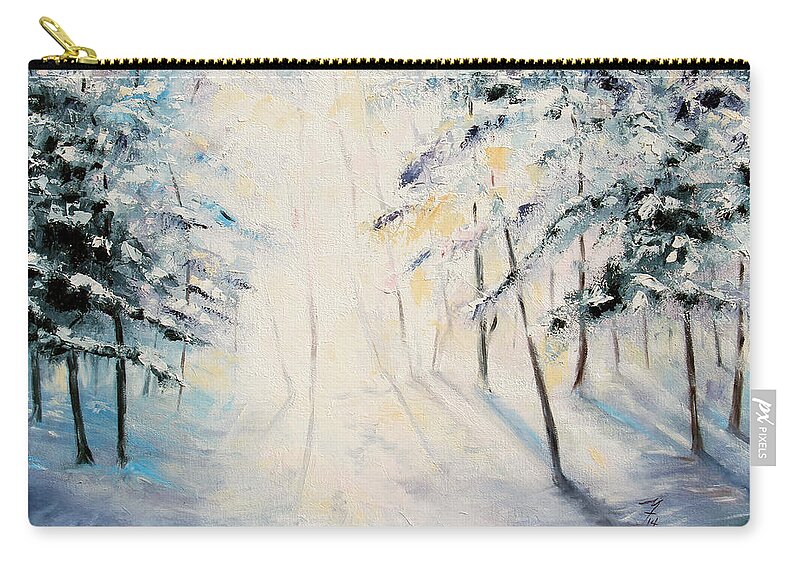 Winter Zip Pouch featuring the painting First Light by Meaghan Troup