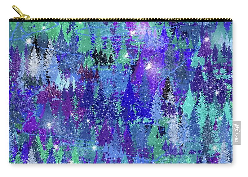 Abstract Zip Pouch featuring the digital art First snowflakes of winter by Debra Baldwin