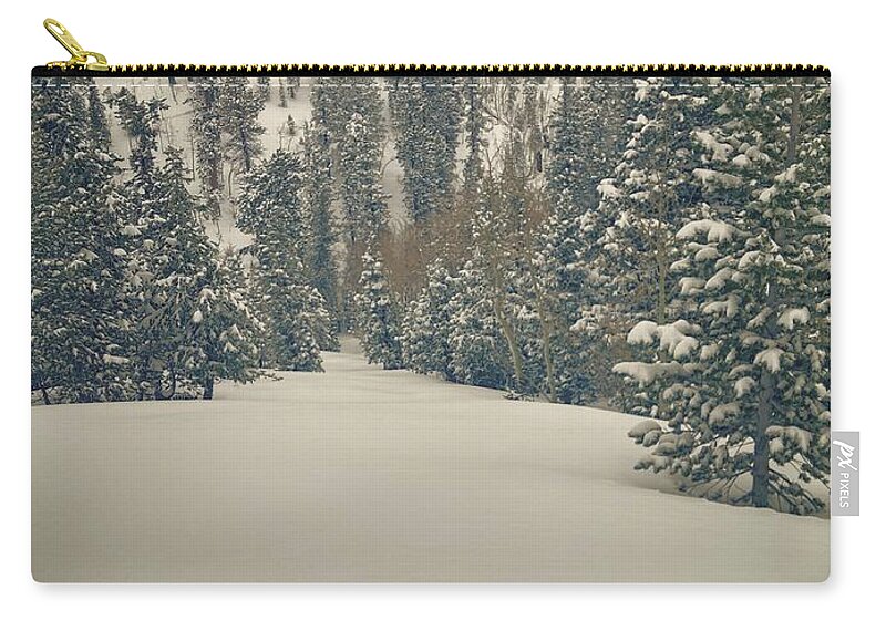 Powder Zip Pouch featuring the photograph first turns Friday by Mark Ross