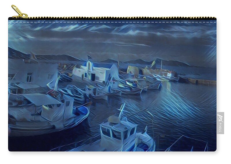 Colette Zip Pouch featuring the photograph Fish harbour Paros Island Greece by Colette V Hera Guggenheim