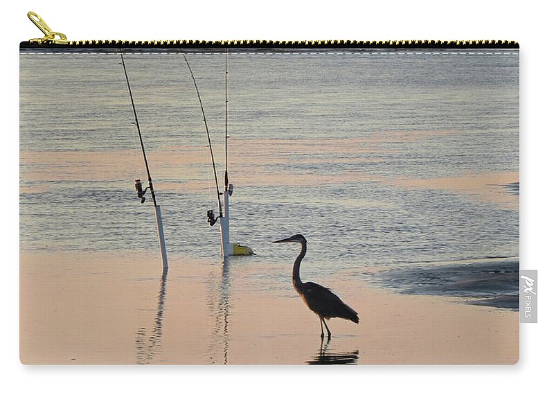 Bird Zip Pouch featuring the photograph Fisherman Heron by Deborah Smith