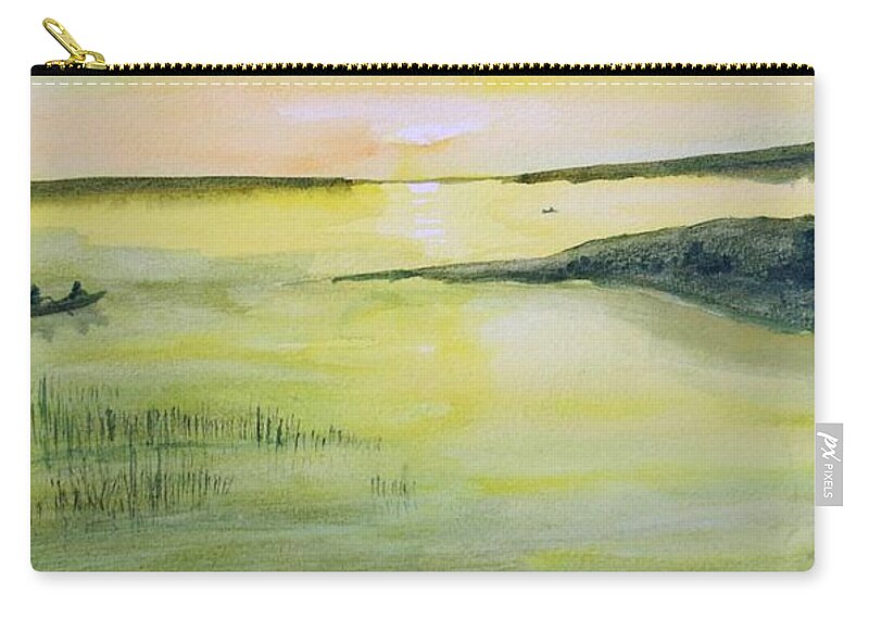 Boat Zip Pouch featuring the painting Fisherman's Delight by Petra Burgmann