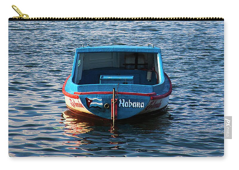 Morro Zip Pouch featuring the photograph Fishing Boat at Morro Castle Havana Cuba by Charles Harden
