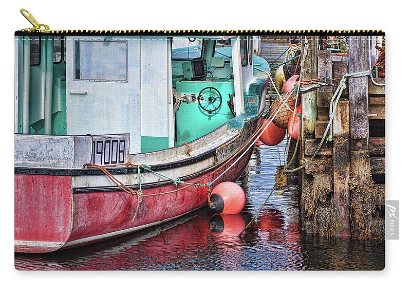 Fishing Boat Zip Pouch featuring the photograph Fishing boat at Peggy's Cove by Tatiana Travelways