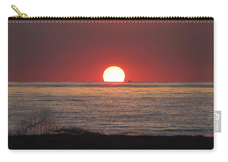 Sun Zip Pouch featuring the photograph Fishing Boat Sunrise by Robert Banach