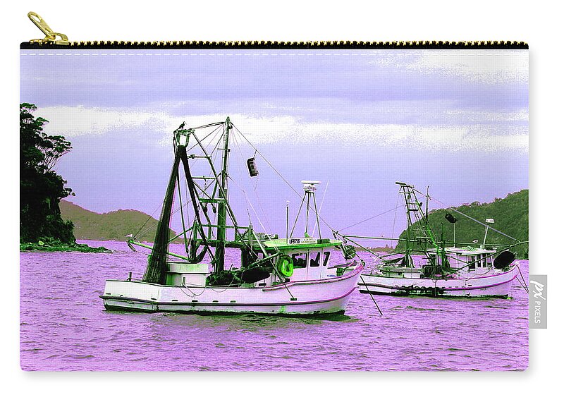 Australia Zip Pouch featuring the photograph Fishing Boats at Pearl Beach 1.0 by Giro Tavitian