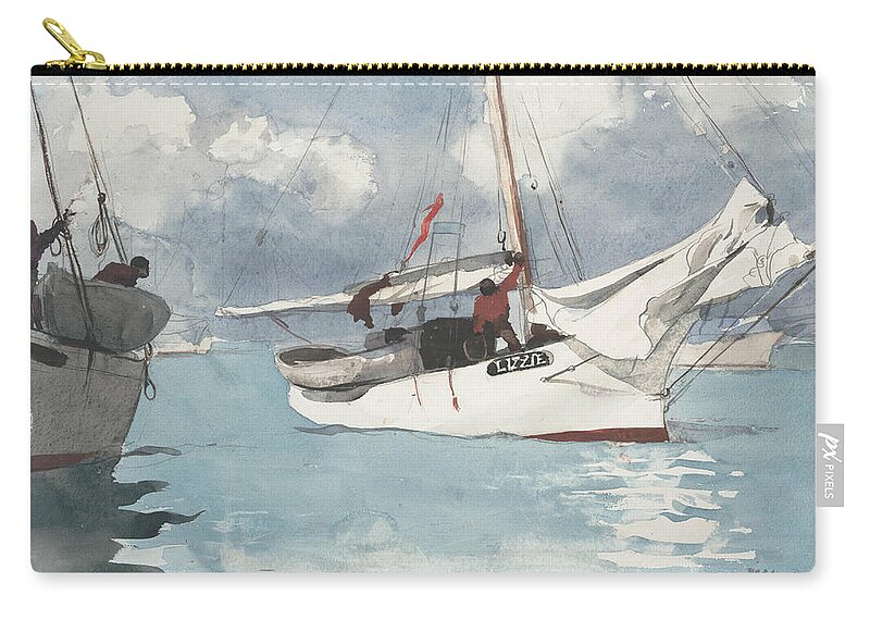 19th Century American Painters Zip Pouch featuring the painting Fishing Boats, Key West by Winslow Homer