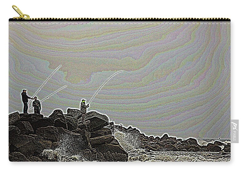 Fishing Zip Pouch featuring the photograph Fishing in the Twilight Zone by Bob Cournoyer