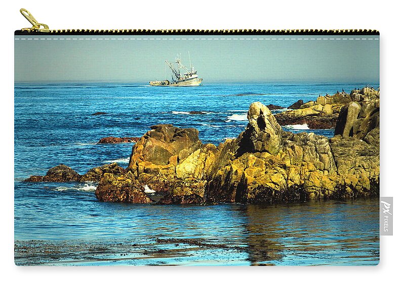 Monterey-bay Zip Pouch featuring the photograph Fishing Monterey Bay CA by Joyce Dickens