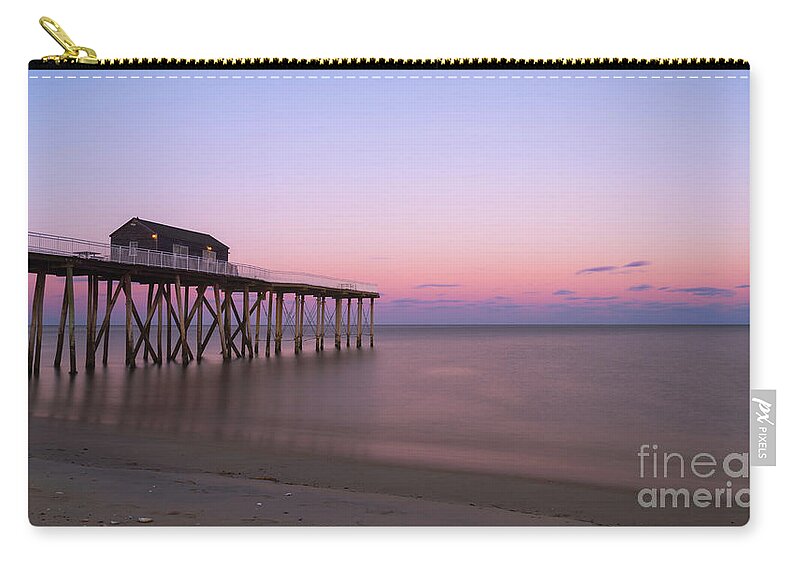 Belmar Zip Pouch featuring the photograph Fishing Pier Sunset by Michael Ver Sprill