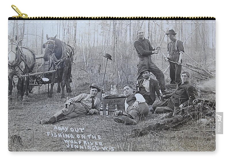Antique Zip Pouch featuring the photograph Fishing With The Boys by Tammy Schneider