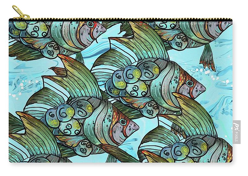 Fish Zip Pouch featuring the digital art Fishy Fishy by Debra Baldwin