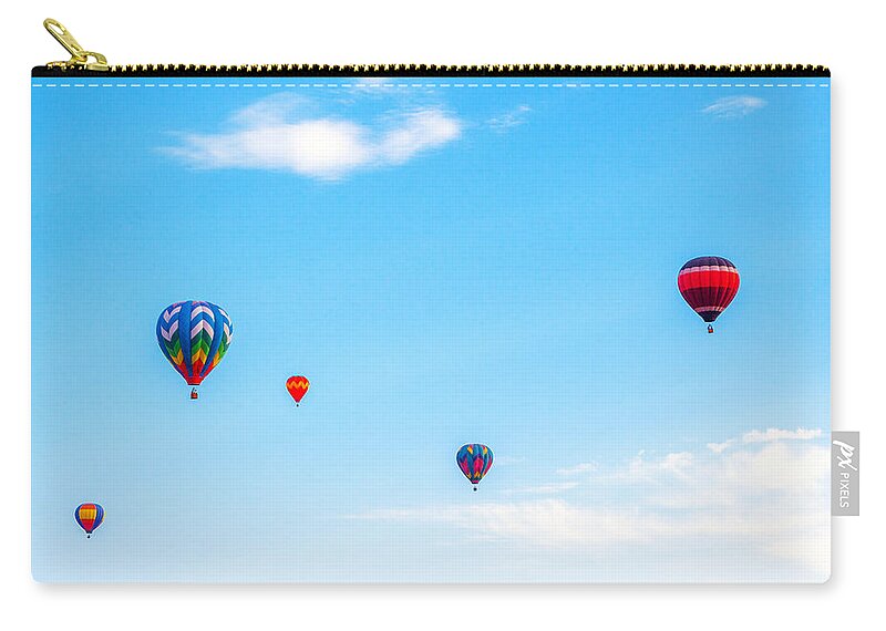 Activity Zip Pouch featuring the photograph Five Hot Air Balloons by SR Green