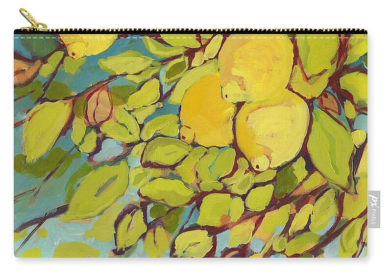 Lemon Zip Pouch featuring the painting Five Lemons by Jennifer Lommers