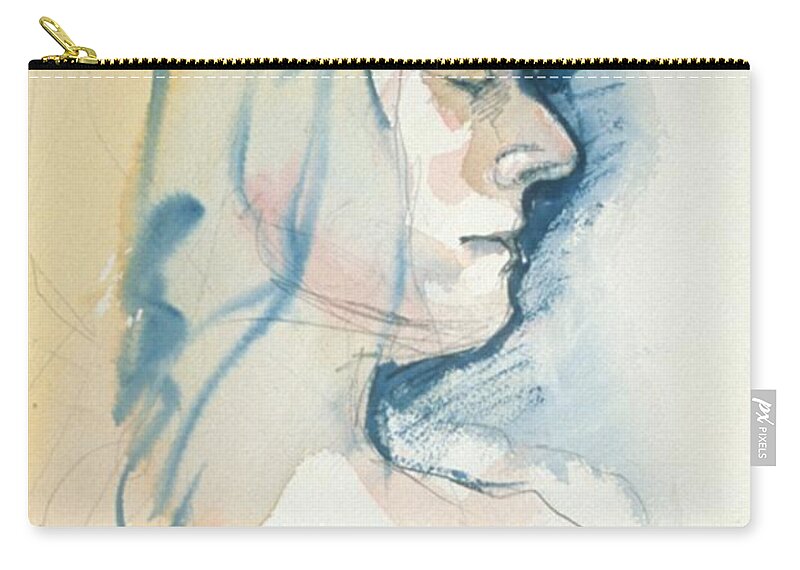 Headshot Carry-all Pouch featuring the painting Five minute profile by Barbara Pease