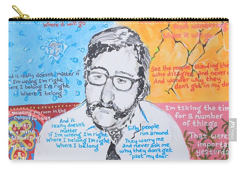 John Lennon Paul Mccartney George Harrison Ringo Starr Sergeant Pepper's Lonely Hearts Club Band The Beatles 1967 Zip Pouch featuring the painting Fixing A Hole by Jonathan Morrill