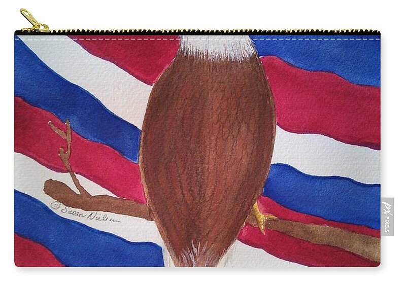 Flag And Eagle Zip Pouch featuring the painting Flag and Eagle by Susan Nielsen