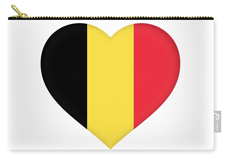 Belgian Zip Pouch featuring the digital art Flag of Belgium Heart by Roy Pedersen