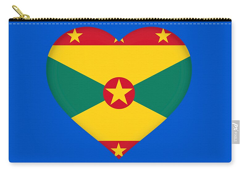 Grenada Zip Pouch featuring the digital art Flag of Grenada Heart by Roy Pedersen
