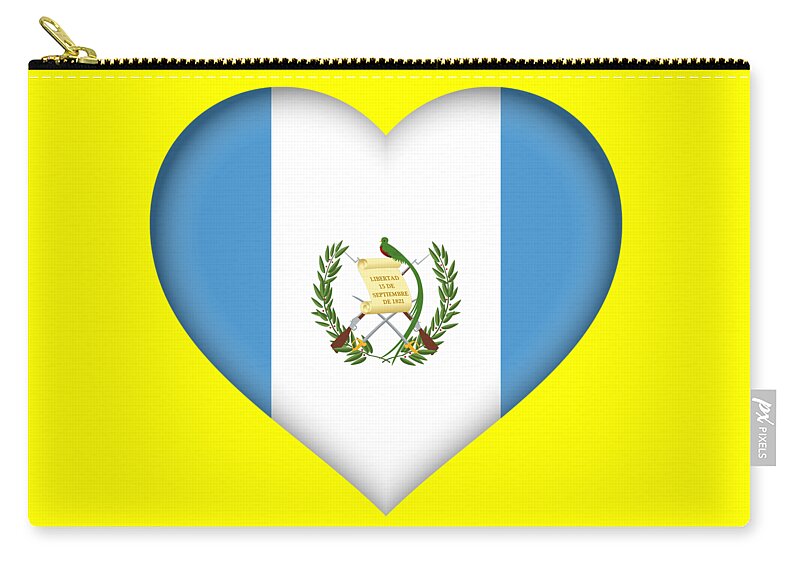 Guatemala Zip Pouch featuring the digital art Flag of Guatemala Heart by Roy Pedersen