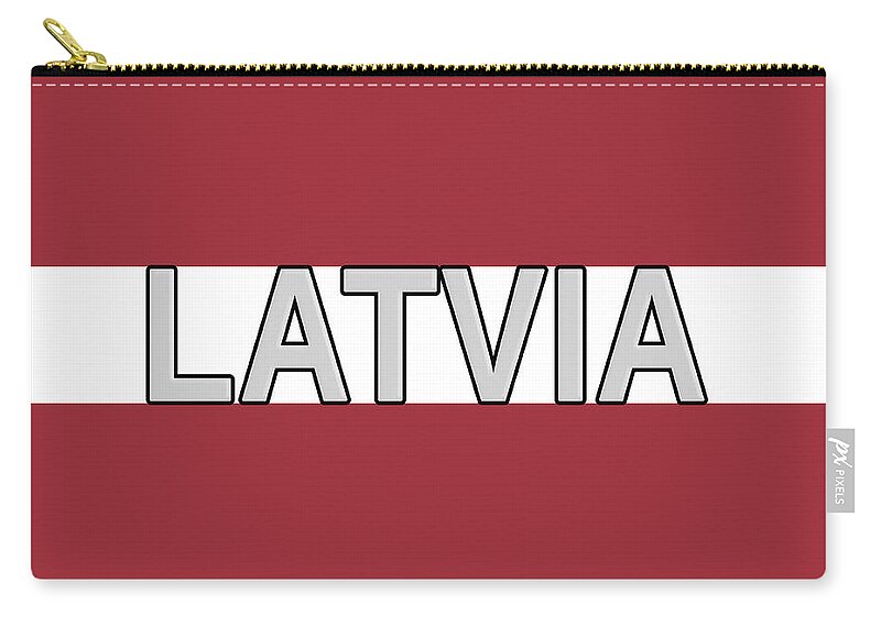 Europe Carry-all Pouch featuring the digital art Flag of Latvia Word by Roy Pedersen