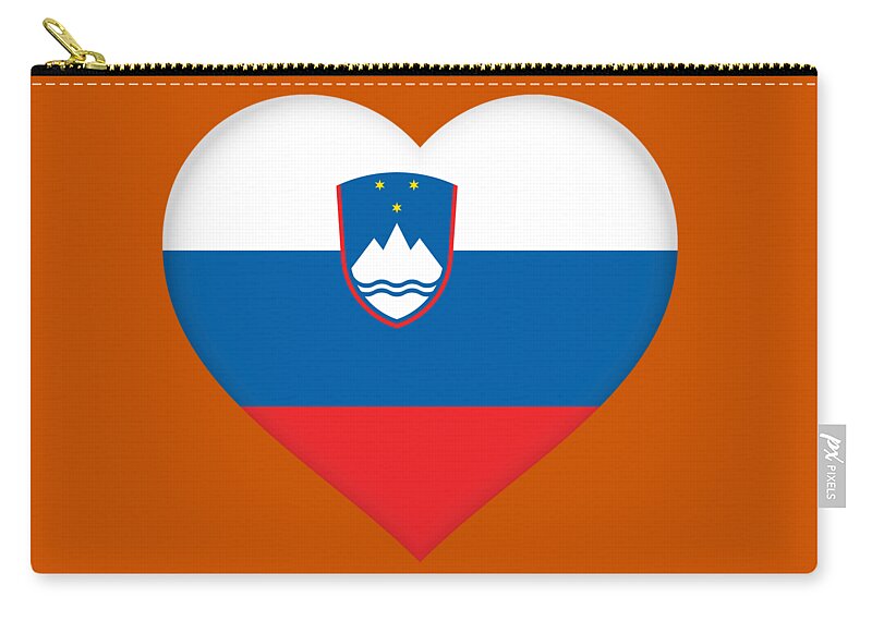  Slovene Zip Pouch featuring the digital art Flag of Slovenia Heart by Roy Pedersen