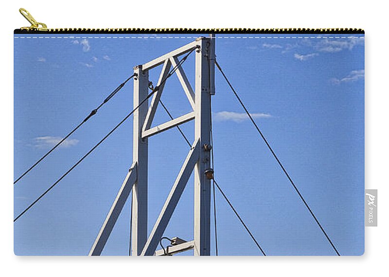 Cape Neddick Zip Pouch featuring the photograph Flag on Perkins Cove Bridge - Maine by Steven Ralser