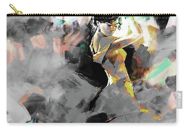 Dance Zip Pouch featuring the painting Flamenco dance art 7u7 by Gull G