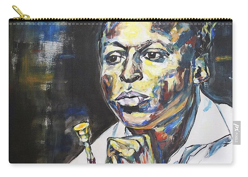 Miles Davis Zip Pouch featuring the painting Flamenco Sketches by Christel Roelandt