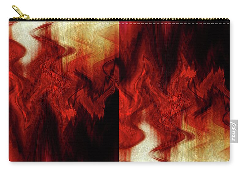 Red Zip Pouch featuring the digital art Flames by Cherie Duran