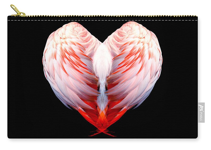 Flamingo Zip Pouch featuring the digital art Flamingo Feathers Love Special Edition by M E