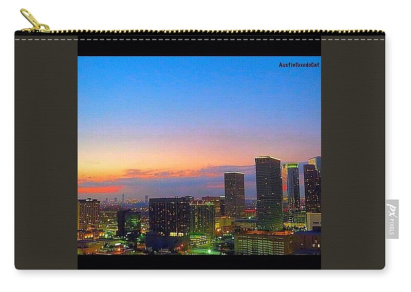 Beautiful Zip Pouch featuring the photograph #flashbackfriday - The #sunset Over by Austin Tuxedo Cat