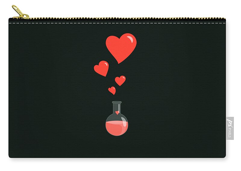 Geek Valentine Zip Pouch featuring the digital art Flask of Hearts by Boriana Giormova