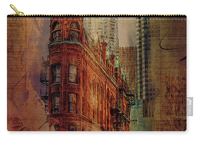 Toronto Carry-all Pouch featuring the digital art FlatIron Lights by Nicky Jameson
