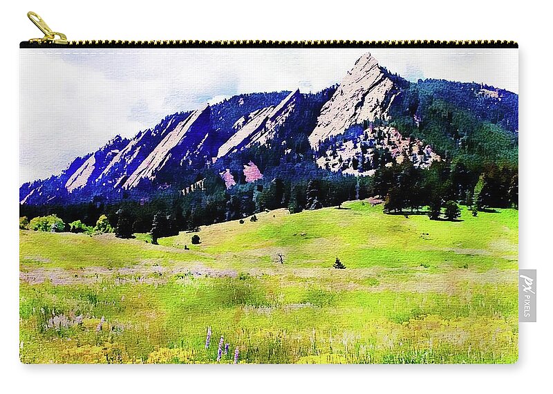 United States Zip Pouch featuring the digital art Flatirons - Boulder, Colorado by Joseph Hendrix
