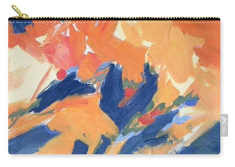 Abstract Zip Pouch featuring the painting Fleeing Crows by Sharon Cromwell