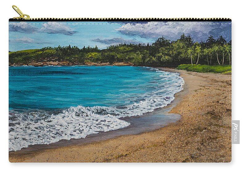 Landscape Carry-all Pouch featuring the painting Fleming Beach Maui by Darice Machel McGuire