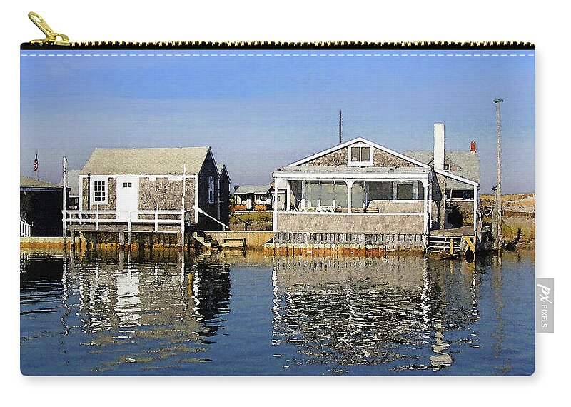 Charles Harden Zip Pouch featuring the photograph Fletchers Camp and the Little House Sandy Neck by Charles Harden