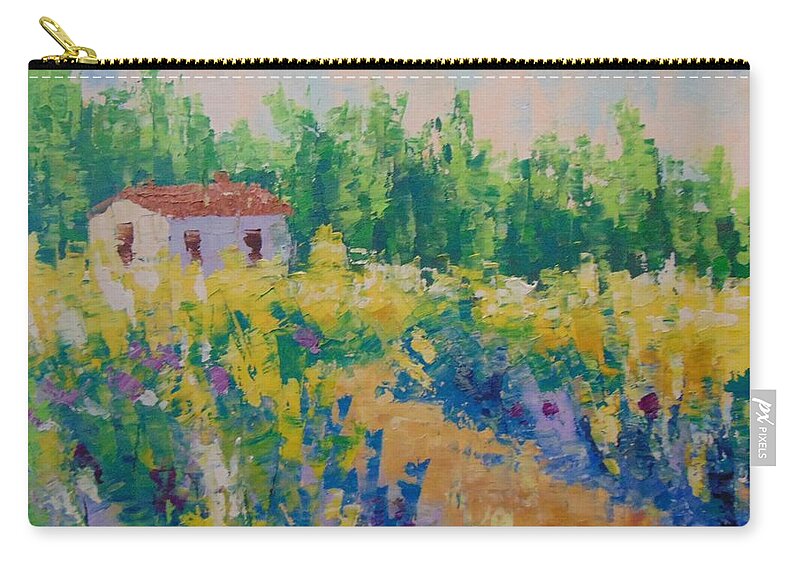 Frederic Payet Zip Pouch featuring the painting Fleurs sauvage de Provence by Frederic Payet