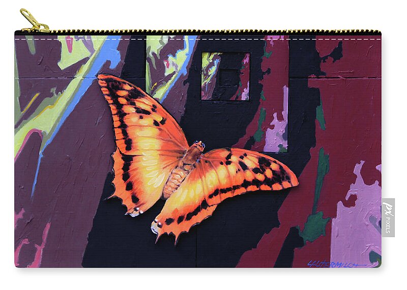 Butterfly Zip Pouch featuring the painting Flight Into Eternity by John Lautermilch