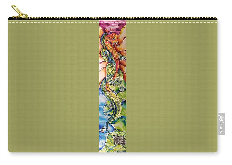 Dragon Zip Pouch featuring the tapestry - textile Flight of the Dragon by Karla Kay Benjamin
