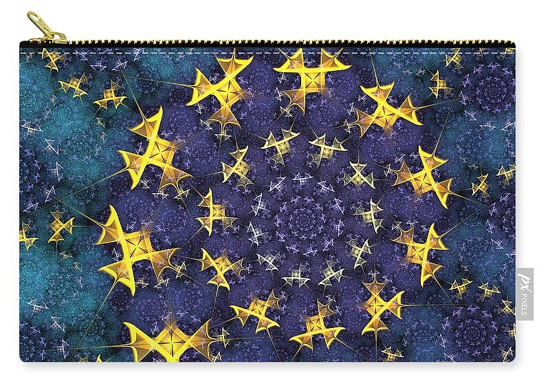 Fractal Zip Pouch featuring the photograph Flight of the Golden Star Birds by Amorina Ashton