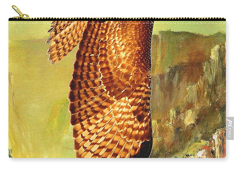 Red Tail Hwak Zip Pouch featuring the digital art Flight of the Red Tailed Hawk by Wingsdomain Art and Photography