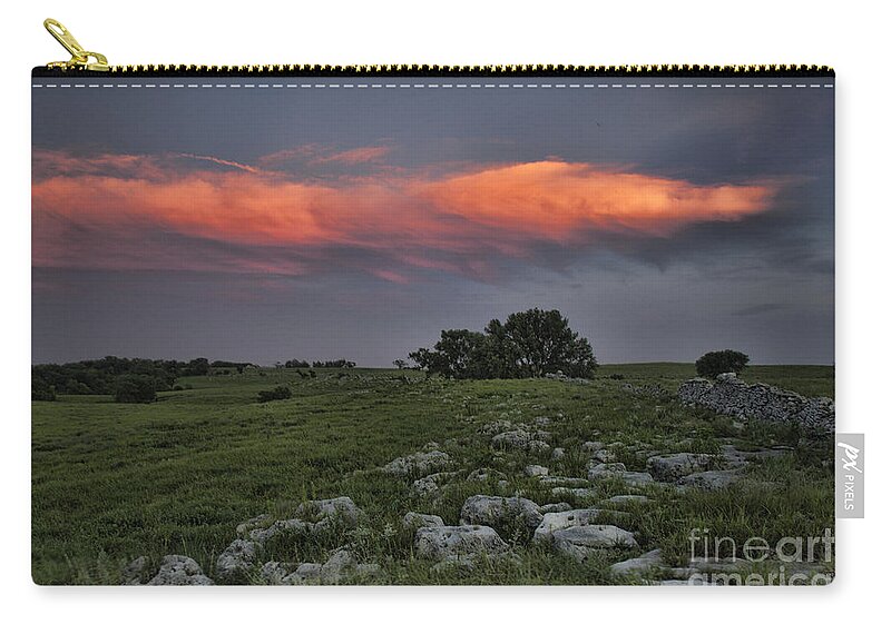 Kansas Zip Pouch featuring the photograph Flinthills Sunset by Crystal Nederman