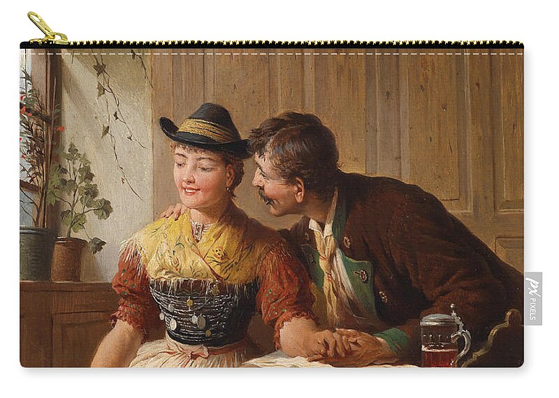 Peter Baumgartner Zip Pouch featuring the painting Flirtation by Peter Baumgartner