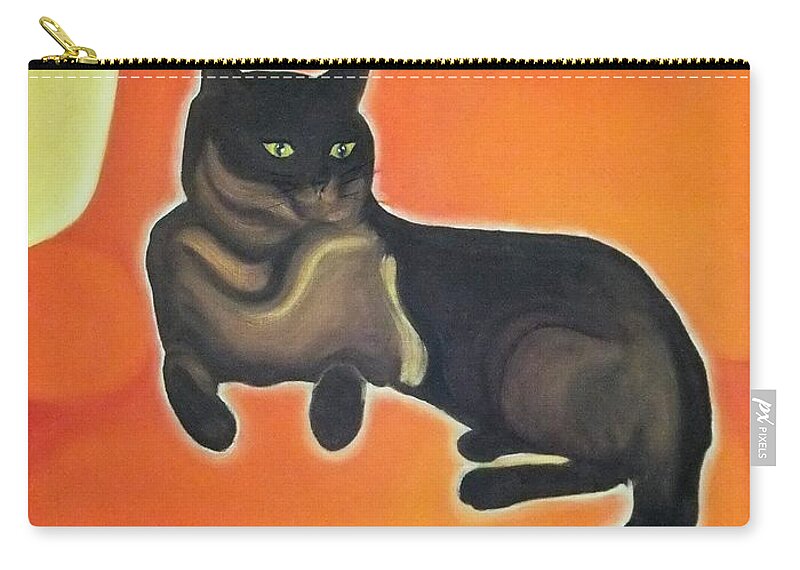 Cat Zip Pouch featuring the painting Floating Bebe by Denise F Fulmer