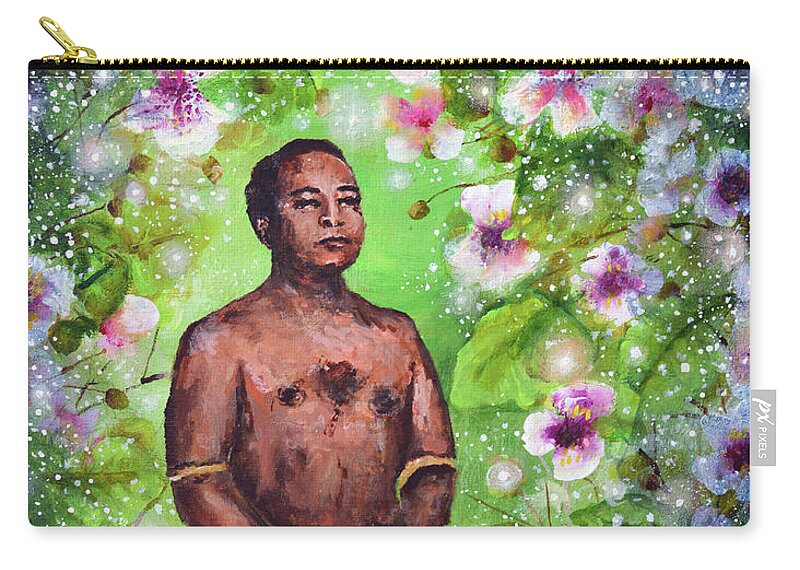 Paramhansa Yogananda Zip Pouch featuring the painting Floating on the Sea Of Bliss by Ashleigh Dyan Bayer