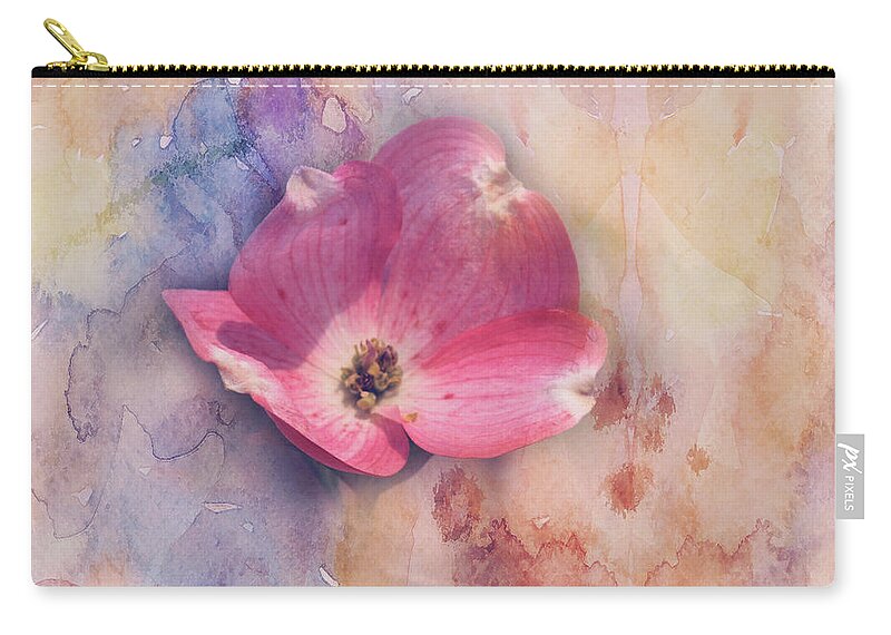 Floral Zip Pouch featuring the photograph Floating Pink Bloom by Toni Hopper